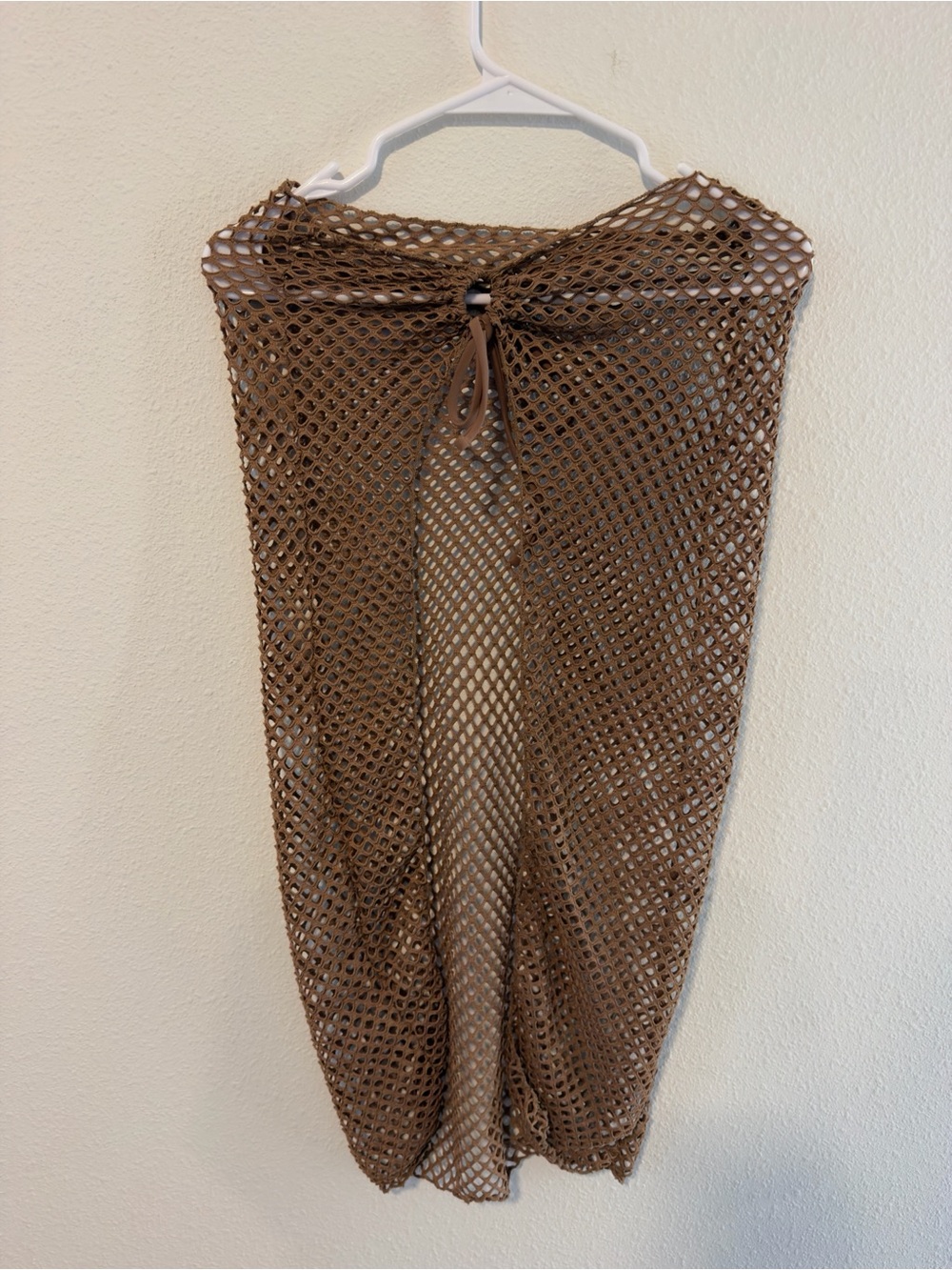 Brown Crochet Mesh Beach Cover-Up